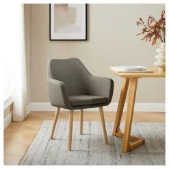 Artistiq Living Eetkamerstoel Jua Stof* Eetkamerstoelen Met Armleuning|Beige Eetkamerstoelen