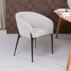 Richmond Interiors Eetkamerstoel Kenzi Chenille* Chenille Eetkamerstoelen|Eetkamerstoelen Met Armleuning