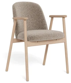 Bendt Eetkamerstoel Kenzo Bouclé en eikenhout, kleur* Beige Eetkamerstoelen|Eetkamerstoelen Bouclé / Teddy