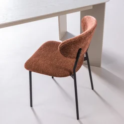 WOOOD Eetkamerstoel Kjeld Chenille* Chenille Eetkamerstoelen|Eetkamerstoelen Zonder Armleuning