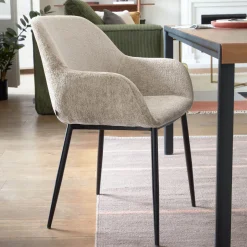 Kave Home Eetkamerstoel Konna Chenille* Chenille Eetkamerstoelen|Beige Eetkamerstoelen