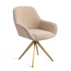 Jesper Home Eetkamerstoel Kushi Turn Gold, Draaibaar* Beige Eetkamerstoelen|Draaibare Eetkamerstoelen