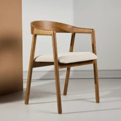 Nohr Eetkamerstoel Lenna Essenhout en stof* Eetkamerstoelen Met Armleuning