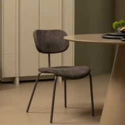 WOOOD Eetkamerstoel Link Chenille* Chenille Eetkamerstoelen|Eetkamerstoelen Zonder Armleuning