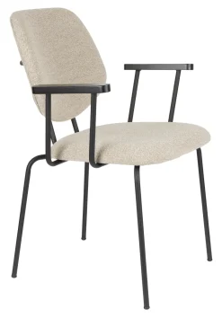 ZILT Eetkamerstoel Lora Met armleuning, Bouclé* Beige Eetkamerstoelen|Eetkamerstoelen Met Armleuning