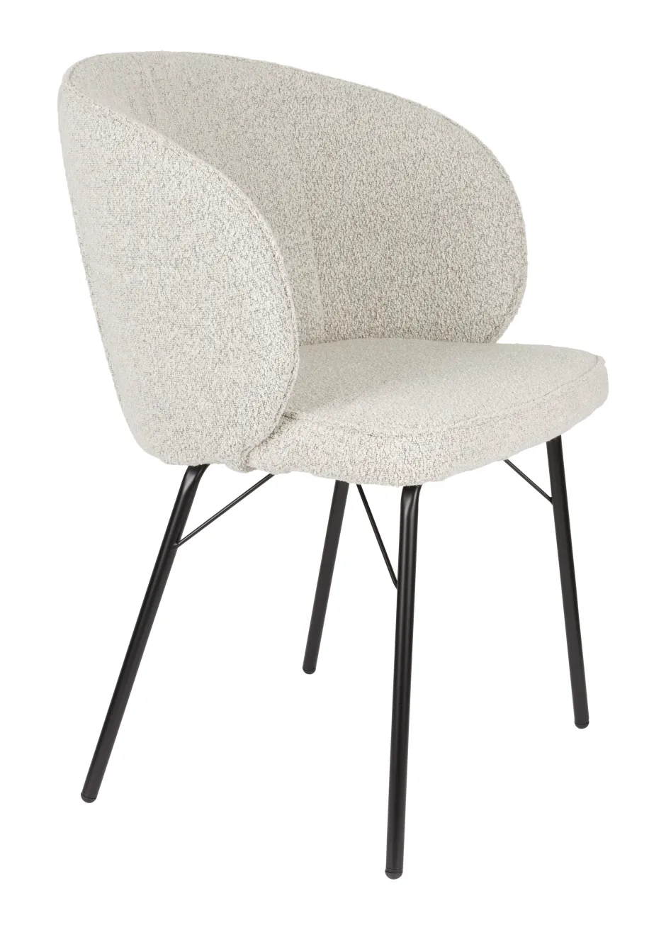 ZILT Eetkamerstoel Lysandra Bouclé* Beige Eetkamerstoelen|Eetkamerstoelen Bouclé / Teddy