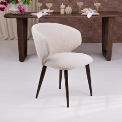 Eleonora Eetkamerstoel Mateo Chenille* Beige Eetkamerstoelen|Eetkamerstoelen Zonder Armleuning