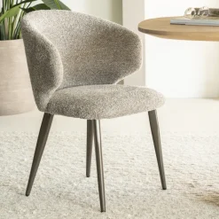 Eleonora Eetkamerstoel Mateo Chenille* Beige Eetkamerstoelen|Eetkamerstoelen Zonder Armleuning