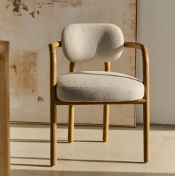 Kave Home Eetkamerstoel Melqui Eikenhout, kleur* Beige Eetkamerstoelen|Eetkamerstoelen Met Armleuning