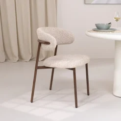 Livingfurn Eetkamerstoel Micah Stof en metaal, kleur Hush* Eetkamerstoelen Zonder Armleuning