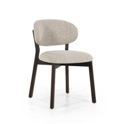 Eleonora Eetkamerstoel Mikky Eikenhout en stof* Beige Eetkamerstoelen|Eetkamerstoelen Zonder Armleuning