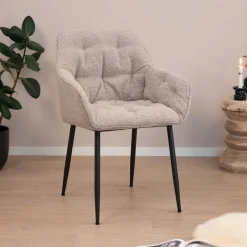 Sohome Eetkamerstoel Milly Bouclé* Beige Eetkamerstoelen|Eetkamerstoelen Bouclé / Teddy
