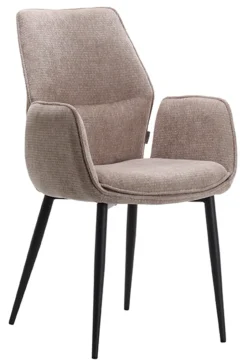 LABEL51 Eetkamerstoel Morris Elite stof* Beige Eetkamerstoelen|Eetkamerstoelen Met Armleuning