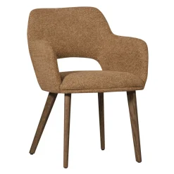 WOOOD Eetkamerstoel Murat Naturel onderstel, Chenille* Chenille Eetkamerstoelen|Eetkamerstoelen Met Armleuning