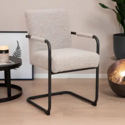 Sohome Eetkamerstoel Noud Bouclé, kleur* Beige Eetkamerstoelen|Eetkamerstoelen Bouclé / Teddy