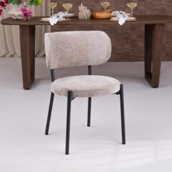 By-Boo Eetkamerstoel Oasis Chenille* Chenille Eetkamerstoelen|Beige Eetkamerstoelen