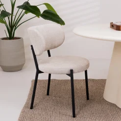 By-Boo Eetkamerstoel Oasis Chenille* Chenille Eetkamerstoelen|Beige Eetkamerstoelen