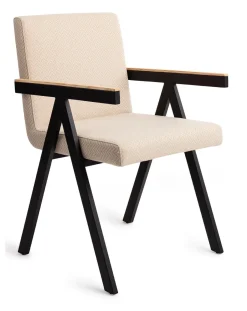 Jesper Home Eetkamerstoel Omuta Chevron* Eetkamerstoelen Met Armleuning|Beige Eetkamerstoelen