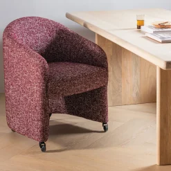 WOOOD Eetkamerstoel op wielen Cordo Melange stof* Eetkamerstoelen Met Armleuning