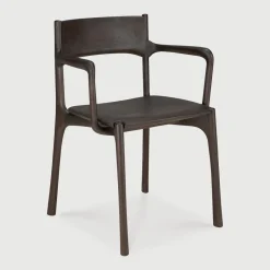 Ethnicraft Eetkamerstoel PI Met Armleuning, Gevernist Teakhout, kleur* Eetkamerstoelen Met Armleuning