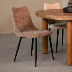 LABEL51 Eetkamerstoel Riv Cato stof* Beige Eetkamerstoelen|Eetkamerstoelen Zonder Armleuning