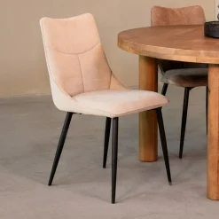 LABEL51 Eetkamerstoel Riv Cato stof* Beige Eetkamerstoelen|Eetkamerstoelen Zonder Armleuning