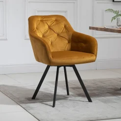 Artistiq Living Eetkamerstoel Romeo Velvet, Draaibaar* Eetkamerstoelen Velvet / Fluweel|Eetkamerstoelen Met Armleuning