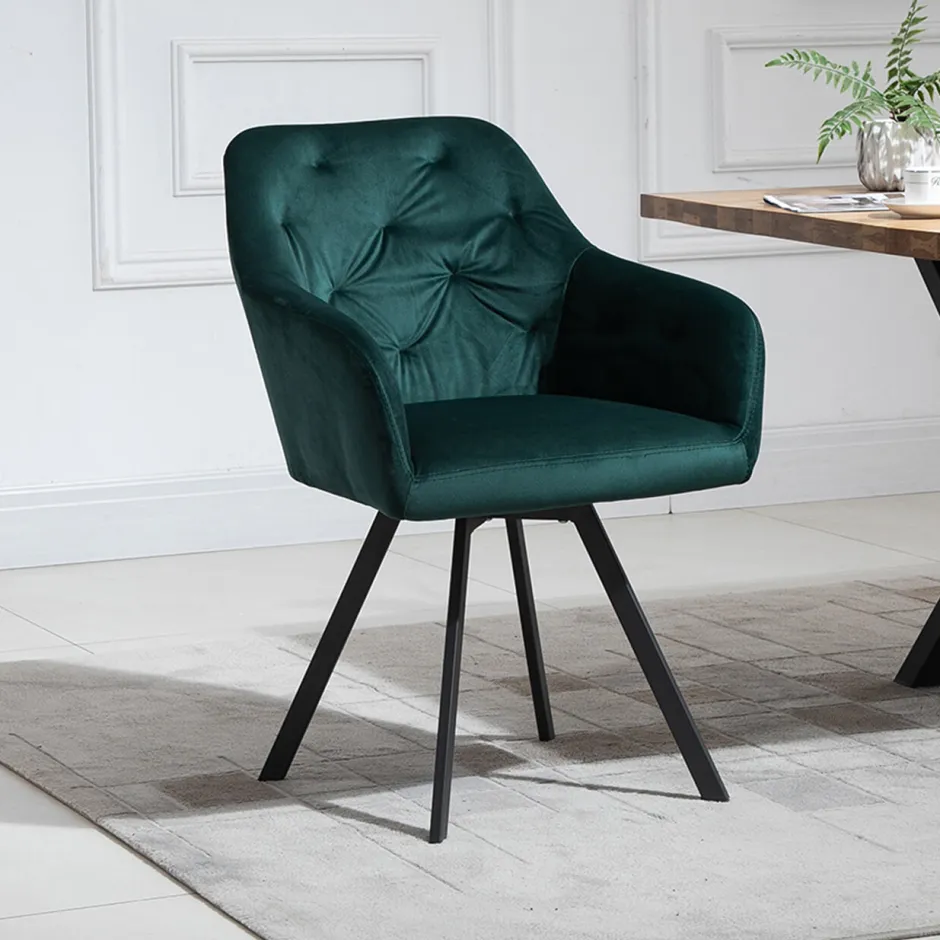 Artistiq Living Eetkamerstoel Romeo Velvet, Draaibaar* Eetkamerstoelen Velvet / Fluweel|Eetkamerstoelen Met Armleuning