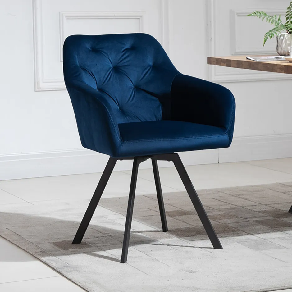 Artistiq Living Eetkamerstoel Romeo Velvet, Draaibaar* Eetkamerstoelen Velvet / Fluweel|Eetkamerstoelen Met Armleuning