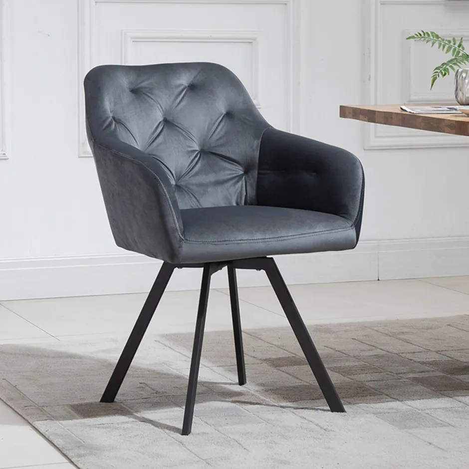 Artistiq Living Eetkamerstoel Romeo Velvet, Draaibaar* Eetkamerstoelen Velvet / Fluweel|Eetkamerstoelen Met Armleuning