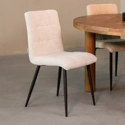 LABEL51 Eetkamerstoel Sam Bouclé* Eetkamerstoelen Bouclé / Teddy|Eetkamerstoelen Zonder Armleuning