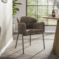LifestyleFurn Eetkamerstoel Shallen Geweven stof* Eetkamerstoelen Met Armleuning