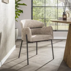 LifestyleFurn Eetkamerstoel Shallen Geweven stof* Eetkamerstoelen Met Armleuning