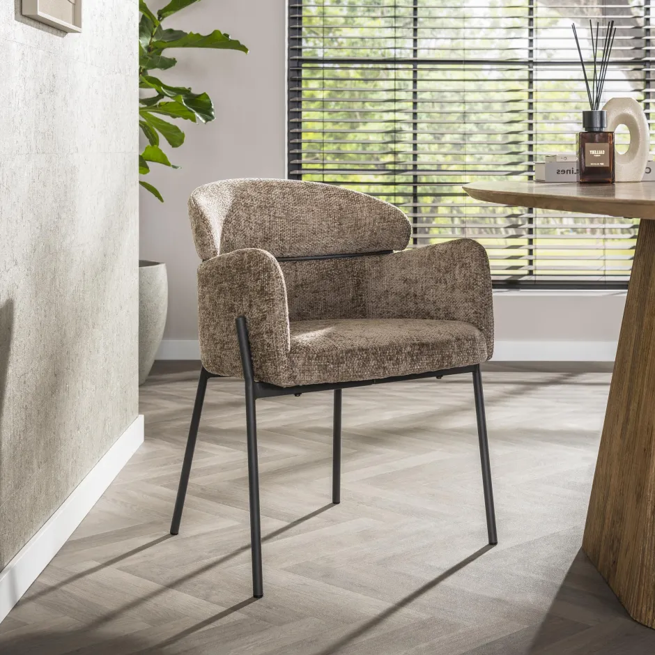 LifestyleFurn Eetkamerstoel Shallen Geweven stof* Eetkamerstoelen Met Armleuning