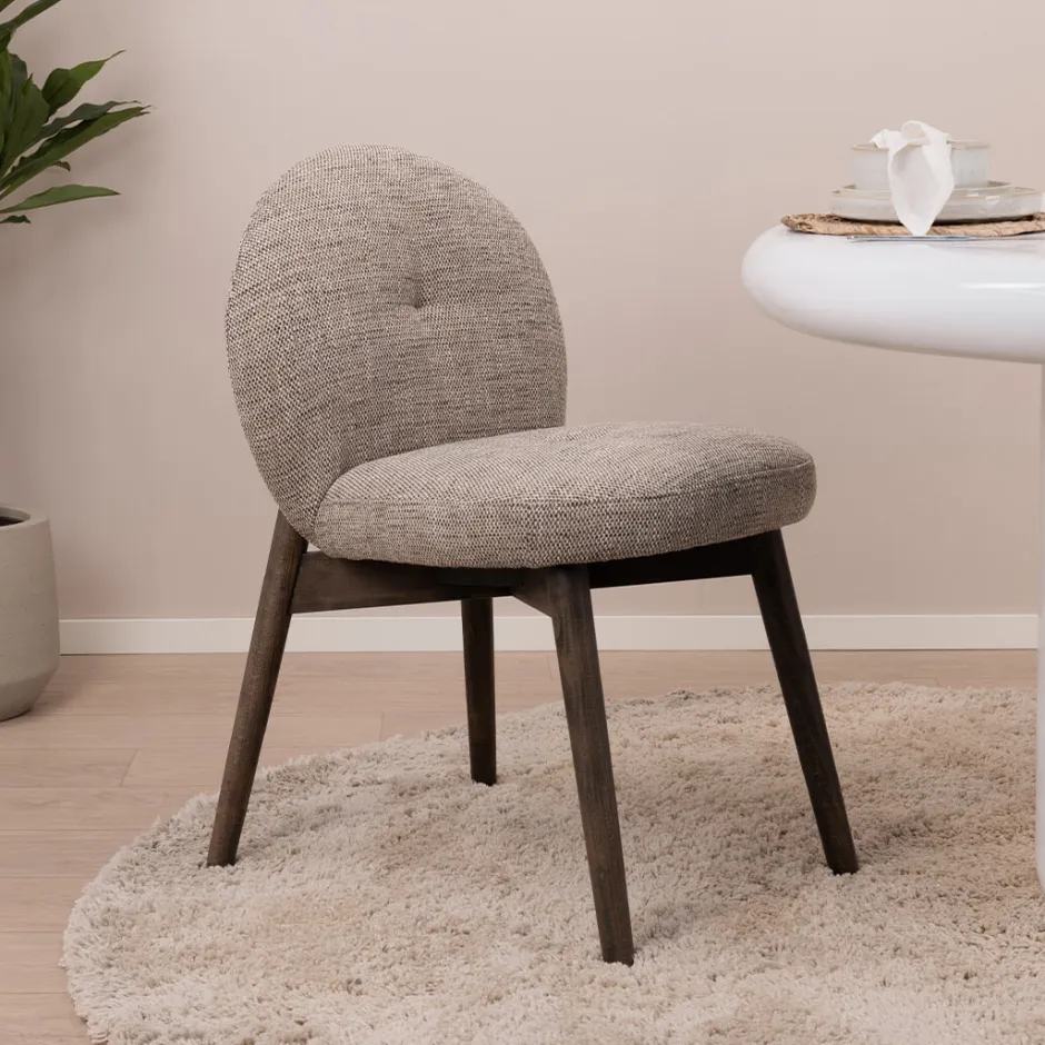 Light & Living Eetkamerstoel Sinosa Chenille* Chenille Eetkamerstoelen|Eetkamerstoelen Zonder Armleuning