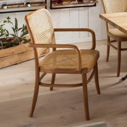 Artistiq Living Eetkamerstoel Takeshia met armleuning, Teak en rotan* Eetkamerstoelen Met Armleuning