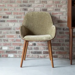 Dutchbone Eetkamerstoel Taylor Essenhout en stof* Eetkamerstoelen Met Armleuning