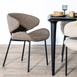 Eleonora Eetkamerstoel Tess Bouclé* Beige Eetkamerstoelen|Eetkamerstoelen Bouclé / Teddy