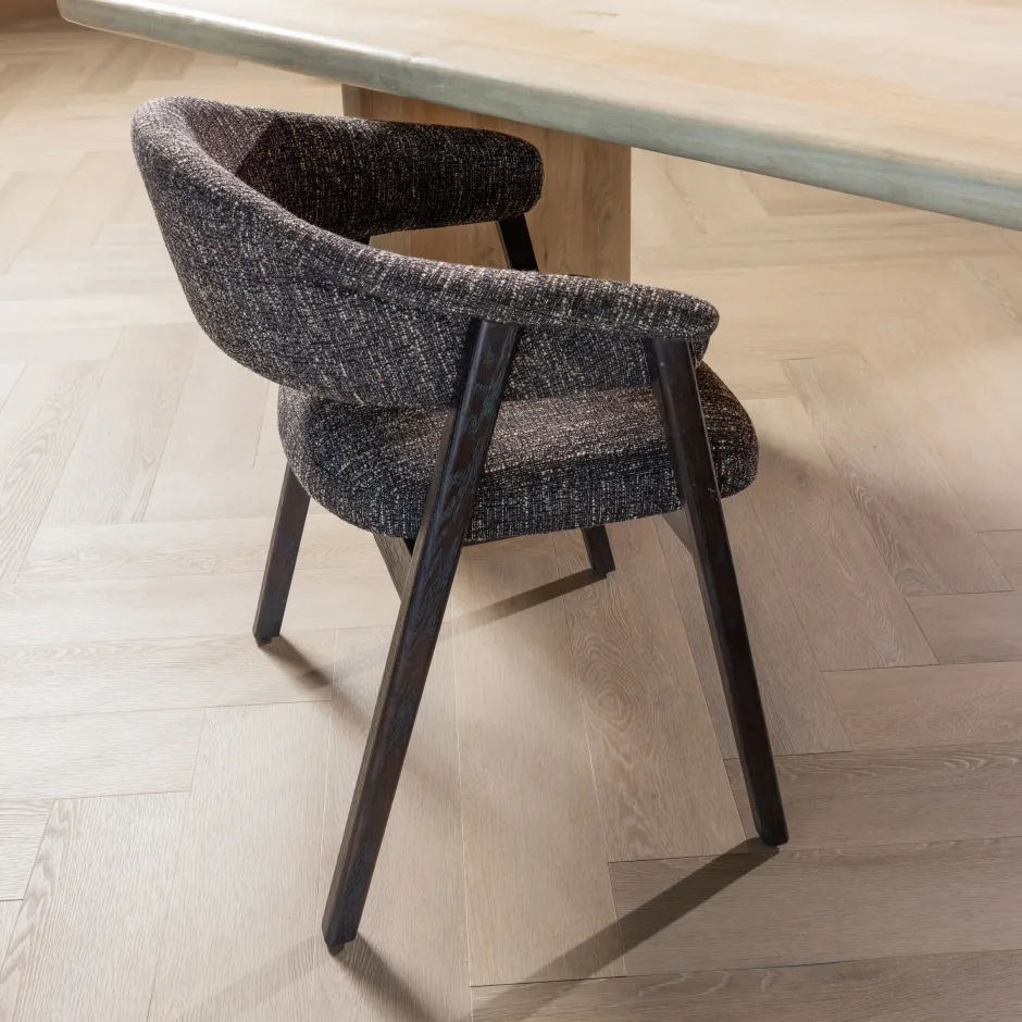 WOOOD Eetkamerstoel Tunar Geweven stof en eikenhout* Eetkamerstoelen Met Armleuning