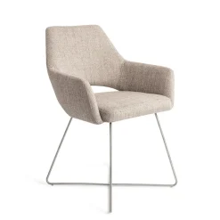 Jesper Home Eetkamerstoel Yanai Cross Steel* Beige Eetkamerstoelen|Eetkamerstoelen Met Armleuning