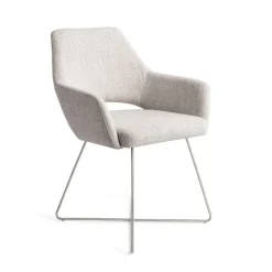 Jesper Home Eetkamerstoel Yanai Cross Steel* Beige Eetkamerstoelen|Eetkamerstoelen Met Armleuning