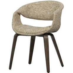 WOOOD Eetkamerstoel Yossi Bruin houten onderstel, Geweven stof* Eetkamerstoelen Met Armleuning