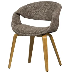 WOOOD Eetkamerstoel Yossi Naturel houten onderstel, Geweven stof* Eetkamerstoelen Met Armleuning