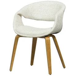 WOOOD Eetkamerstoel Yossi Naturel houten onderstel, Geweven stof* Eetkamerstoelen Met Armleuning