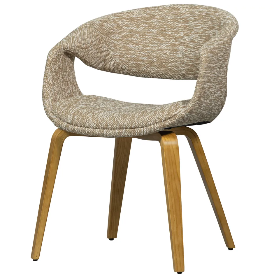 WOOOD Eetkamerstoel Yossi Naturel houten onderstel, Geweven stof* Eetkamerstoelen Met Armleuning