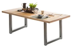 Artistiq Living Eettafel Alyne Met zilveren U-poot, Mangohout* Rechte Eettafel
