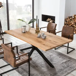 Artistiq Living Eettafel Dashawn Eikenhout, kleur Zwart* Rechte Eettafel