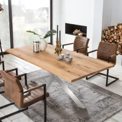 Artistiq Living Eettafel Dashawn Eikenhout, kleur Zilver* Rechte Eettafel