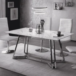 Artistiq Living Eettafel Facundo Marmerlook, 160 x 90cm* Marmeren Eettafel|Rechte Eettafel