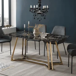 Artistiq Living Eettafel Facundo Marmerlook, 160 x 90cm* Marmeren Eettafel|Rechte Eettafel
